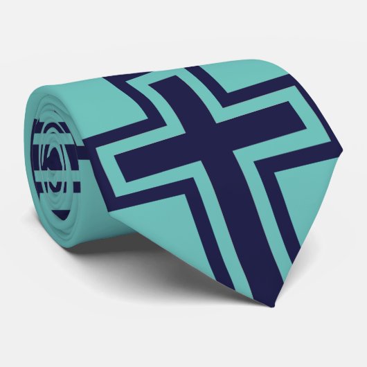 Blauw Christelijk kruis verschillende varianten Stropdas (Opgerold)