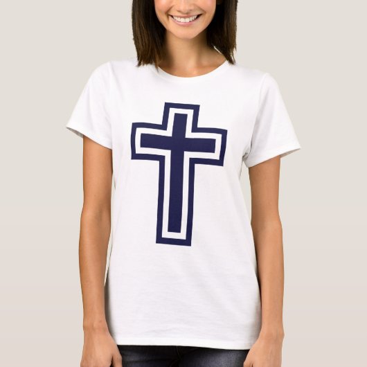 Blauw Christelijk kruis verschillende varianten T-shirt (Voorkant)