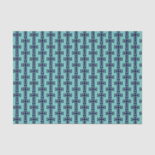 Blauw Christelijk kruis verschillende varianten Tissuepapier (Voorkant)