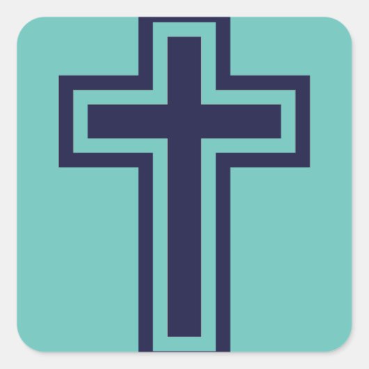 Blauw Christelijk kruis verschillende varianten Vierkante Sticker (Voorkant)