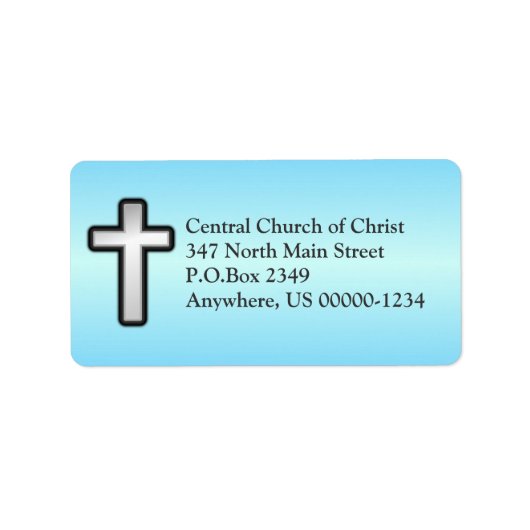 Blauw Christelijk kruislabel Etiket (Voorkant)
