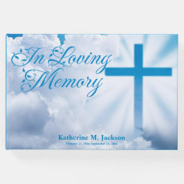 Blauw Christelijk kruiswitte wolken in liefdevolle Gastenboek