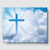 Blauw Christelijk kruiswitte wolken in liefdevolle Gastenboek (Achterkant)