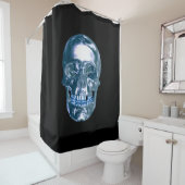 Blauw Chrome Schedel Douchegordijn (In situ)