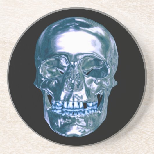 Blauw Chrome Schedel Onderzetter (Voorkant)