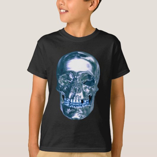 Blauw Chrome Schedel Shirt (Voorkant)