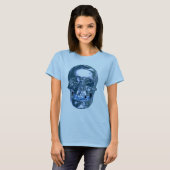 Blauw Chrome Schedel Shirt (Voorkant volledig)