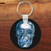 Blauw Chroom Schedel Sleutelhanger (Voorkant)