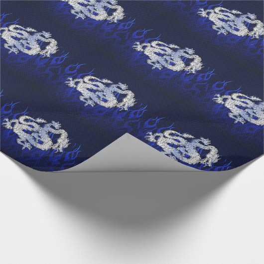 Blauw Chroom zoals Dragon Carbon Fiber Style Cadeaupapier (Hoek)
