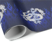 Blauw Chroom zoals Dragon Carbon Fiber Style Cadeaupapier (Rol Hoek)