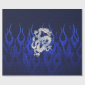 Blauw Chroom zoals Dragon Carbon Fiber Style Cadeaupapier (Vlak)