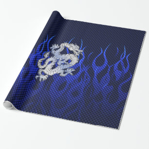 Blauw Chroom zoals Dragon Carbon Fiber Style Cadeaupapier