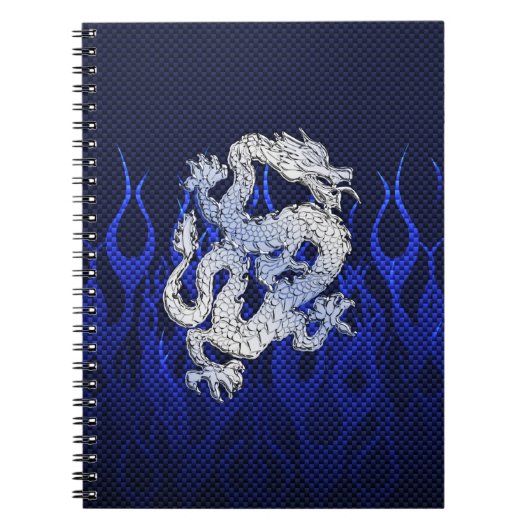 Blauw Chroom zoals Dragon Carbon Fiber Style Notitieboek (Voorkant)