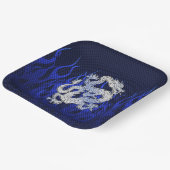 Blauw Chroom zoals Dragon Carbon Fiber Style Papieren Bordje (Gebogen)