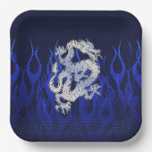 Blauw Chroom zoals Dragon Carbon Fiber Style Papieren Bordje (Voorkant)