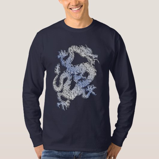 Blauw Chroom zoals Dragon Carbon Fiber Style T-shirt (Voorkant)
