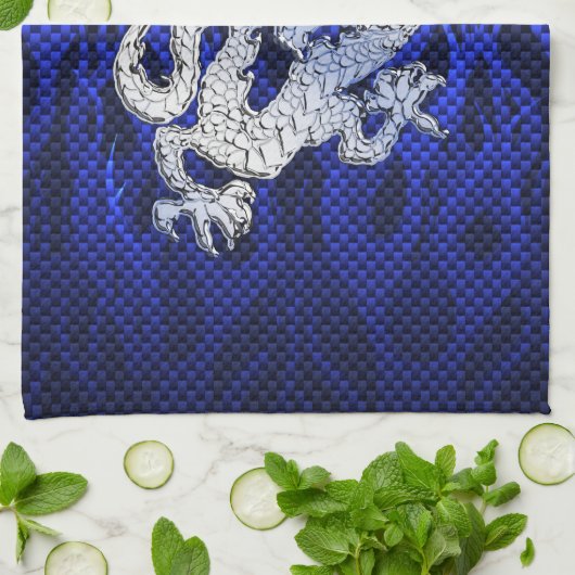 Blauw Chroom zoals Dragon Carbon Fiber Style Theedoek (Gevouwen)