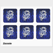 Blauw Chroom zoals Dragon Carbon Fiber Style Vierkante Sticker (Vel)
