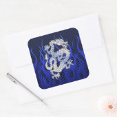 Blauw Chroom zoals Dragon Carbon Fiber Style Vierkante Sticker (Envelop)
