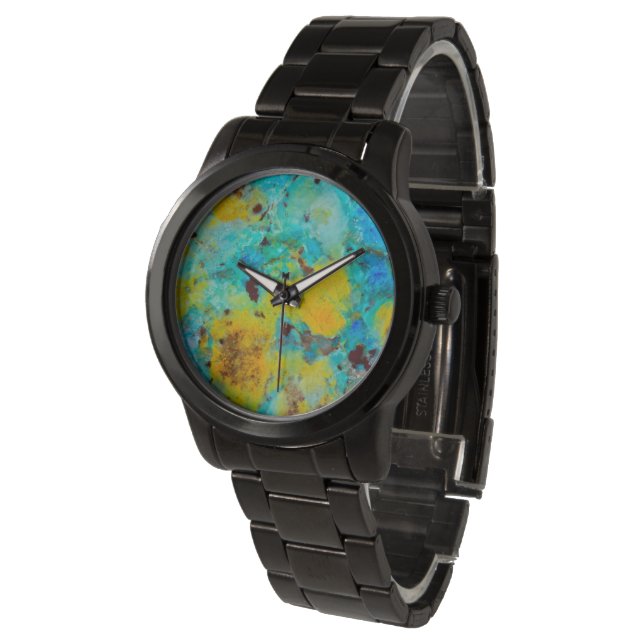 Blauw Chrysocolla Jaspis Horloge (Gekanteld)