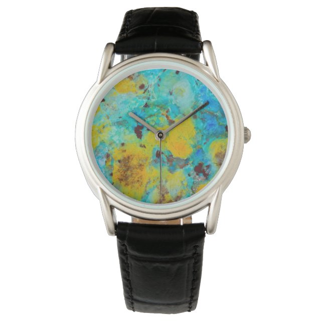 Blauw Chrysocolla Jaspis Horloge (Voorkant)