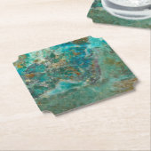 Blauw Chrysocolla Mineraal Steen Kartonnen Onderzetters (Gekanteld)