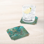 Blauw Chrysocolla Mineraal Steen Kartonnen Onderzetters (Insitu)