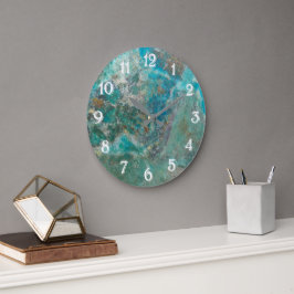 Blauw Chrysocolla mineraalsteen met witte cijfers Grote Klok
