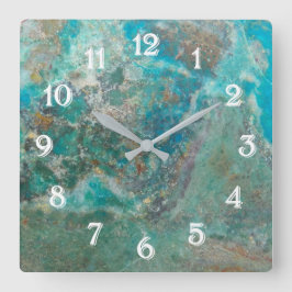 Blauw Chrysocolla mineraalsteen met witte cijfers Grote Klok