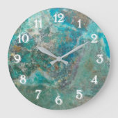 Blauw Chrysocolla mineraalsteen met witte cijfers Grote Klok (Voorkant)