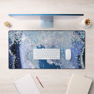 Blauw chunky glitter ontwerp bureaumat