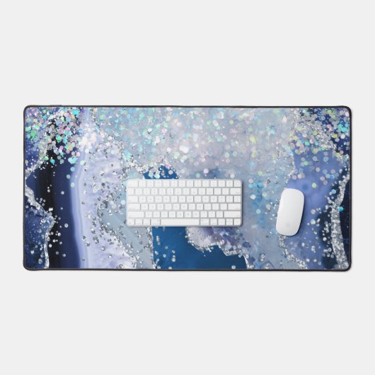 Blauw chunky glitter ontwerp bureaumat (Keyboard & Muis)