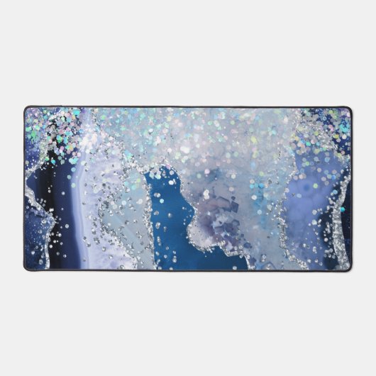 Blauw chunky glitter ontwerp bureaumat (Voorkant)