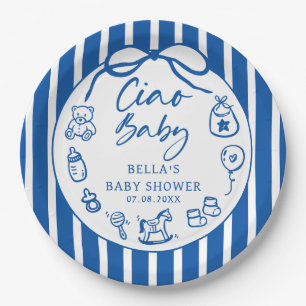 Blauw Ciao Bambino Italiaanse geïllustreerde babys Papieren Bordje
