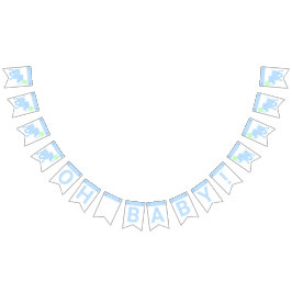 Blauw Circus Cute Elephant Baby shower Oh Baby Vlaggetjes