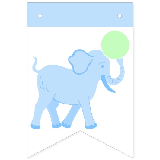 Blauw Circus Cute Elephant Baby shower Oh Baby Vlaggetjes (Derde vlag)