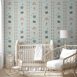 Blauw Circus & Strepen Jongens Nursery Behang