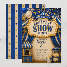 Blauw circusfeest kaart