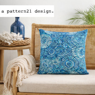 blauw cirkel batik patroon kussen