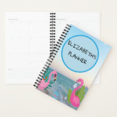 Blauw Cirkel Flamingo's Oceaan Illustraties Planner (Display)