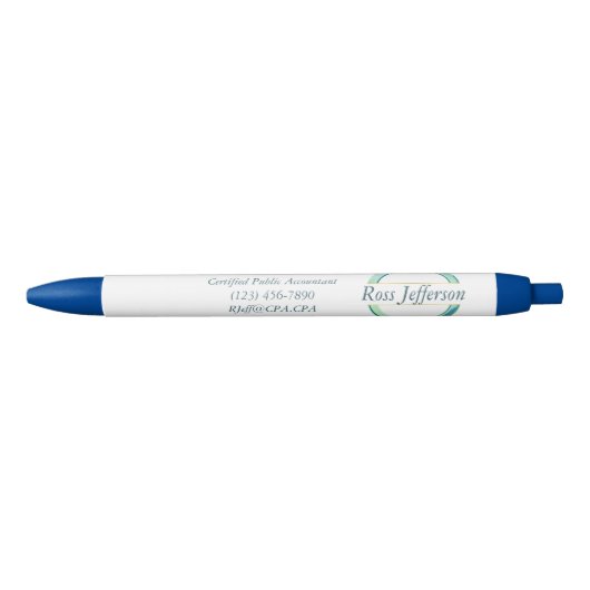 Blauw Cirkel Logo Zwarte Inkt Pen (Voorkant)