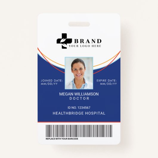 Blauw cirkelontwerp | Medische foto-id & Logo Badge (Voorkant)