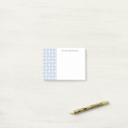 Blauw  cirkelpatroon Aangepaste notities Post-it® Notes (Op bureau)