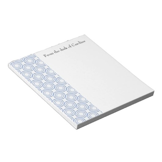 Blauw cirkelpatroon Gepersonaliseerd Notitieblok (Schuin)