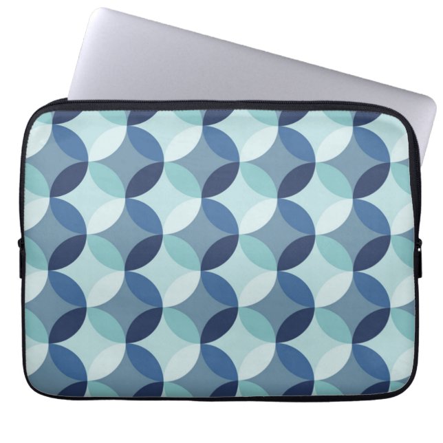 Blauw cirkelpatroon laptop sleeve (Voorkant)
