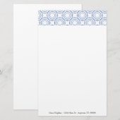 Blauw  cirkelpatroon Personaliseer uw schrijfmachi Briefpapier (Voorkant / Achterkant)