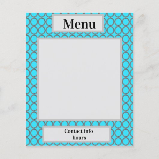 Blauw cirkelvormig achtergrondmenu, papier flyer (Voorkant)