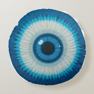 Blauw Cirkelvormig Oogsymbool Abstracte Artistieke Rond Kussen