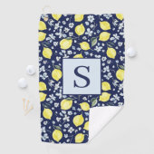 Blauw Citroen Bloemenkroon Monogram Golfhanddoek (Insitu)