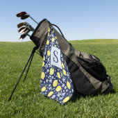 Blauw Citroen Bloemenkroon Monogram Golfhanddoek (Groen)